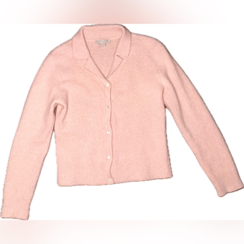 J Crew Lambswool Angora Rabbit Hair Blend Soft Girl Cozy Pink Cardigan Sweater S - Picture 6 of 10